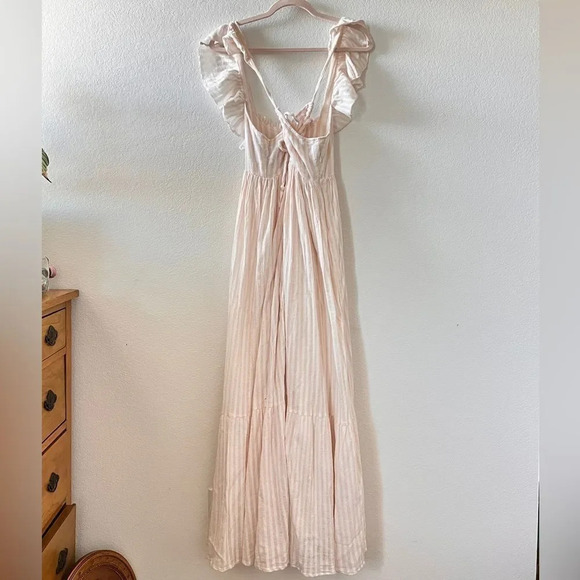 Ulla Johnson Ariana Pink White 100% Cotton Reversible‎ Maxi Dress sz 2 - Picture 5 of 8